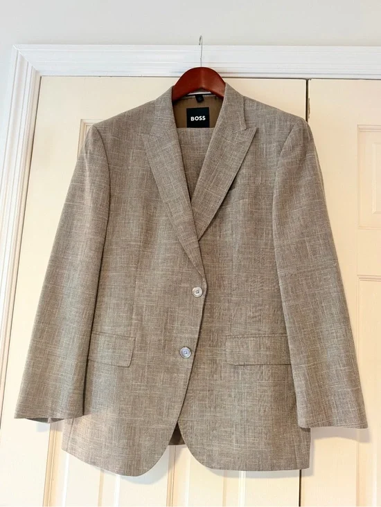Hugo Boss Gray Glen Plaid Wool Blend Suit 36R 35x38.5 Tailored