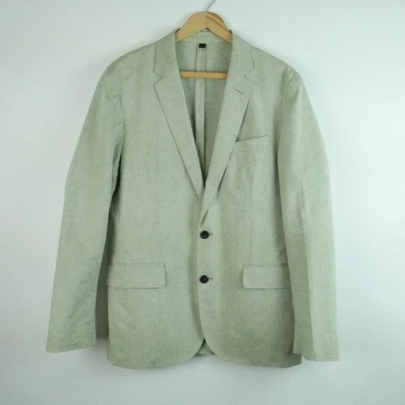 JCrew Ludlow Blazer Mens 38R Sage Green Somelos Cotton Linen Jacket Unstructured
