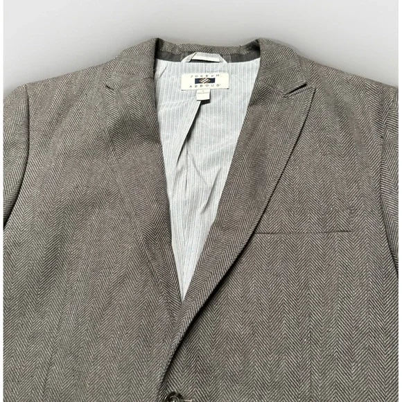 Joseph Abboud Blazer‎ Men's Large Linen Blend Denim  Herringbone Sport Coat