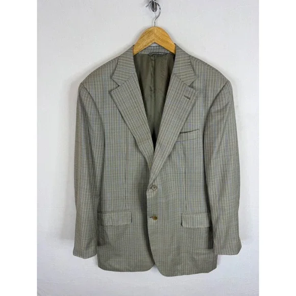 Canali Mens 40R Wool Blazer Sport Coat Glen Check Plaid Italy Harry Rosen