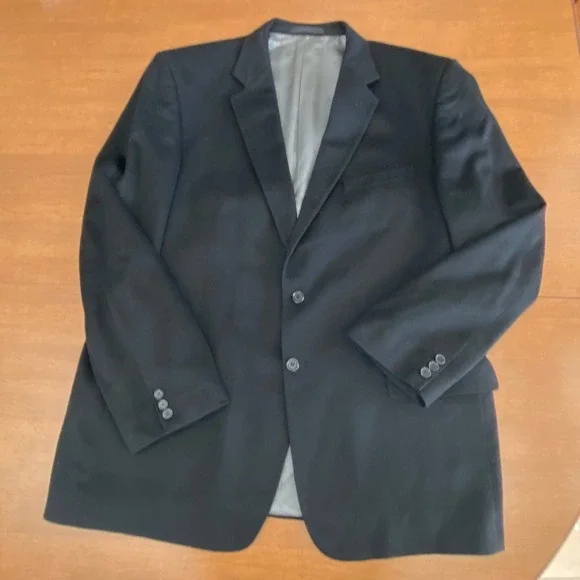 Ken's Man's Shop Piacenza Pure Italian Cashmere Black Blazer Mens 48L USA Made