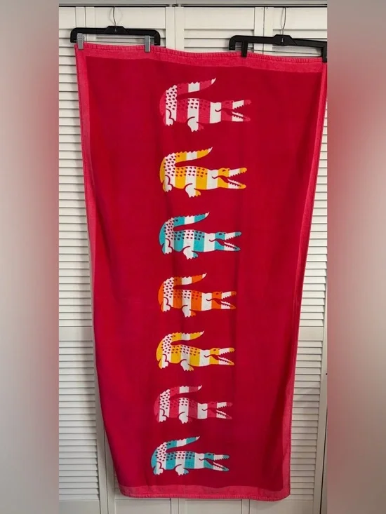 Lacoste Multi Color Beach Towel 7Crocodile Stripe Logo 34