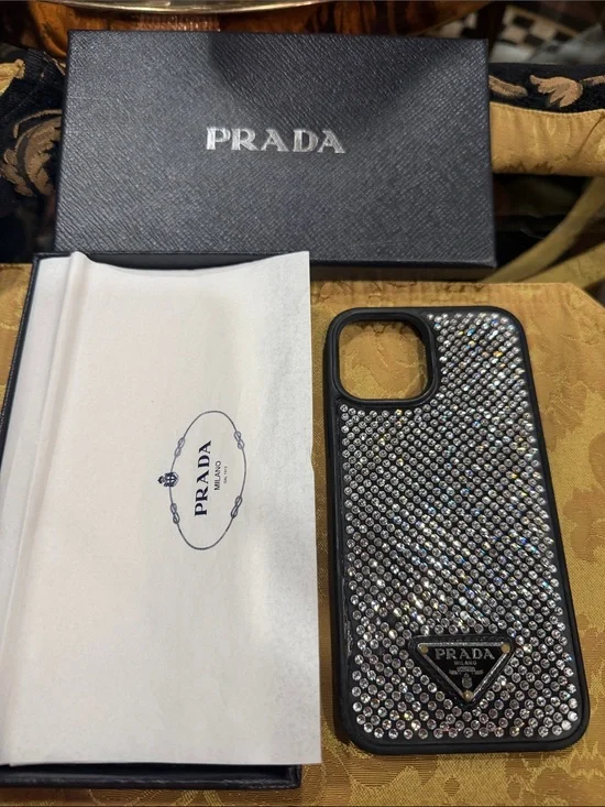 Prada Black Crystal-Embellished Phone Case