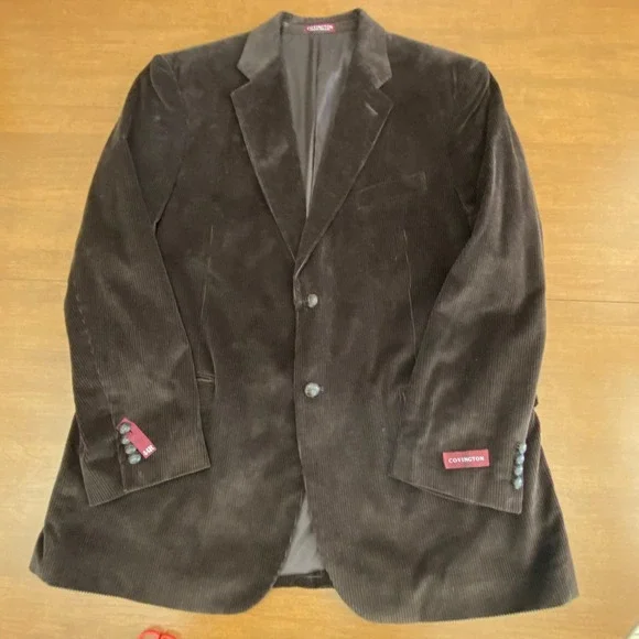 Covington Mens Dark Brown Cotton Corduroy Blazer Sport Coat 2-Button Jacket 44R