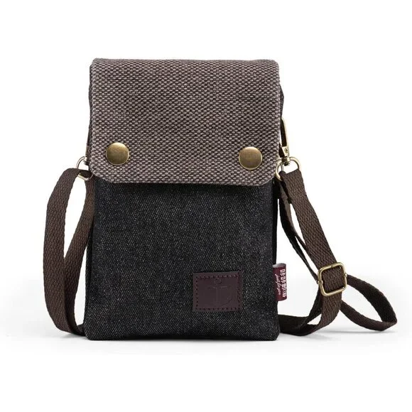 Small Canvas Crossbody Cell Phone Purse with Adjustable Strap Travel Wallet