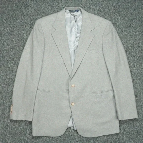 VINTAGE Polo Ralph Lauren Blazer Mens 41R Gray‎ Cashmere Sport Coat Jacket VTG