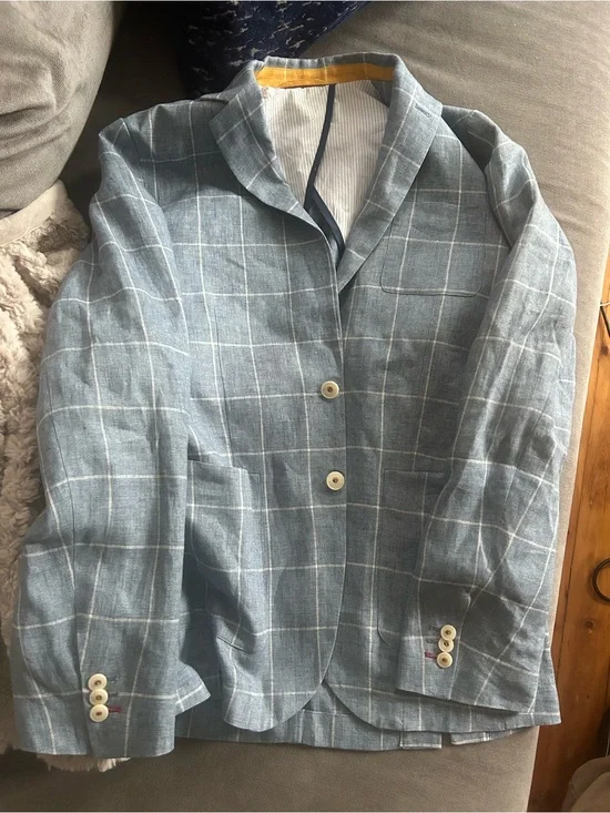 Vicomte A. Linen blue blazer 50