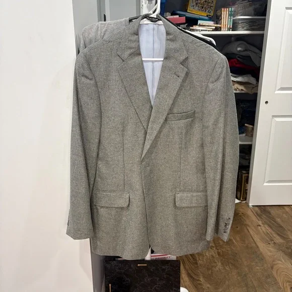 Vintage Y2K Jos. A. Bank Blazer Men 42R Grey Signature Tailored Tweed Sport Coat