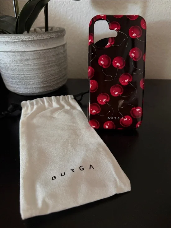 Burga Cherry Print iPhone 17 Case - Red on Black