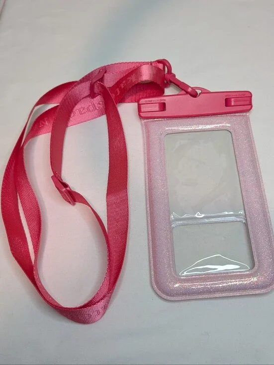 Kate Spade Waterproof Pink Shimmer Phone Pouch with Adjustable Strap
