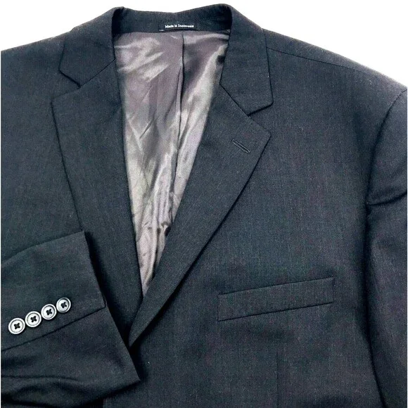 Pronto Uomo Platinum Wool Blazer Gray 44 L Sport Coat 2 Vent 2 Button Career
