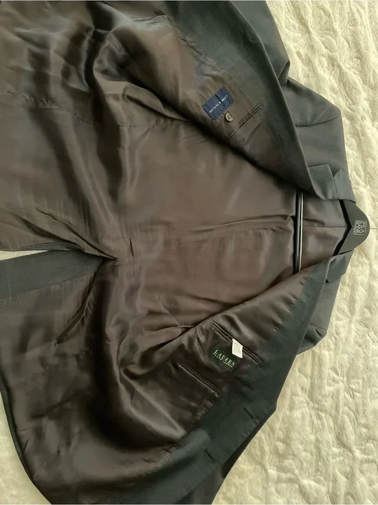 Ralph Lauren Dark Brown Satin-Lined Jacket Interior