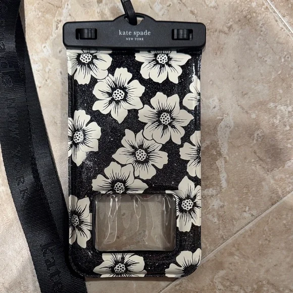 kate spade Black and White Floral Waterproof Phone Case Pouch