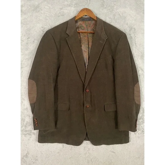 Lauren Ralph Lauren Blazer 44L Brown Corduroy Sport Coat Elbow Patches Preppy