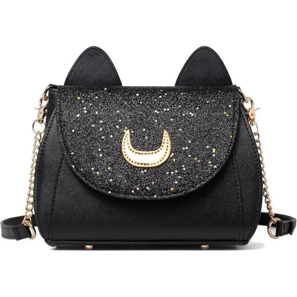 Women Kawaii Sequin Crossbody Bag Hipster Cosplay Purse with Adjustable Chain