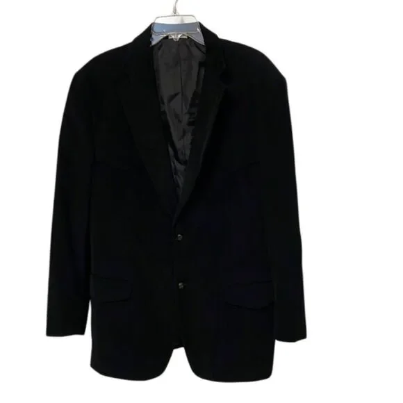 Cordovan & Grey Classic Black Corduroy Blazer Mens Size 44R Elbow Patches
