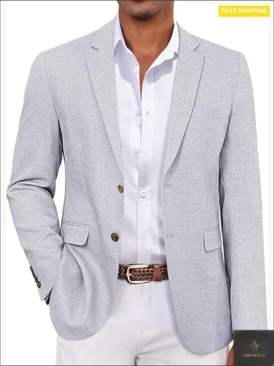 Lightweight Linen Blazer Sport Coat Classic Tailored Fit Business Casual