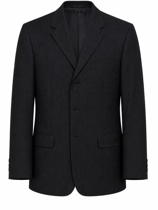 Perry Ellis Black Pinstripe Single-Breasted Suit Jacket