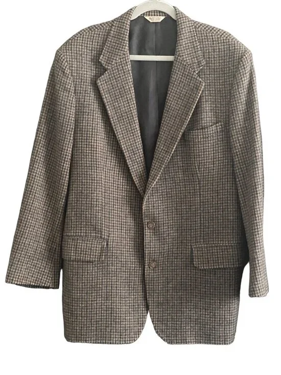 HARRIS Tweed ASHBY THORNTON APEX WOOL Sport Coat Jacket Brown Lined Men 46 L USA