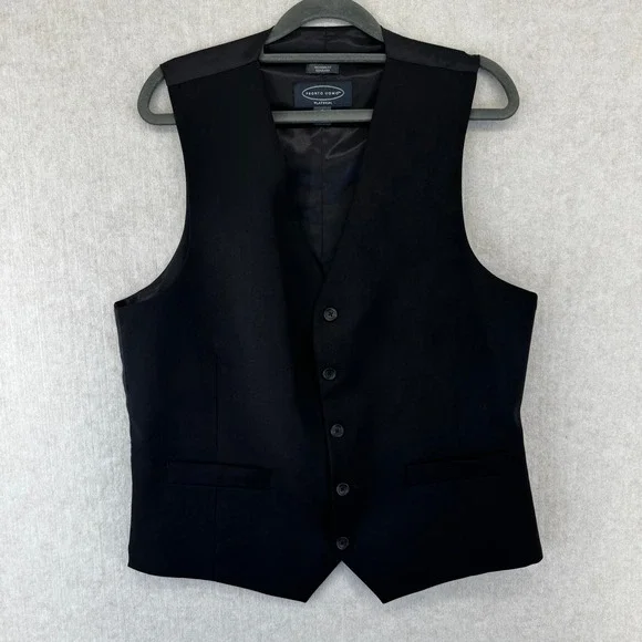 Pronto Uomo Platinum Mens Black 100% Wool Suit Vest Modern Fit Size Small