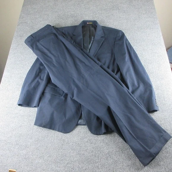 Perlis Suit Mens 48XL Blue Blazer Sport Coat 42x34 Pants 2 Button Career