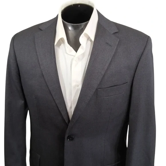 Hugo Boss Sport Coat Mens 40L Charcoal Gray Pasolini Super 100s Wool Double Vent