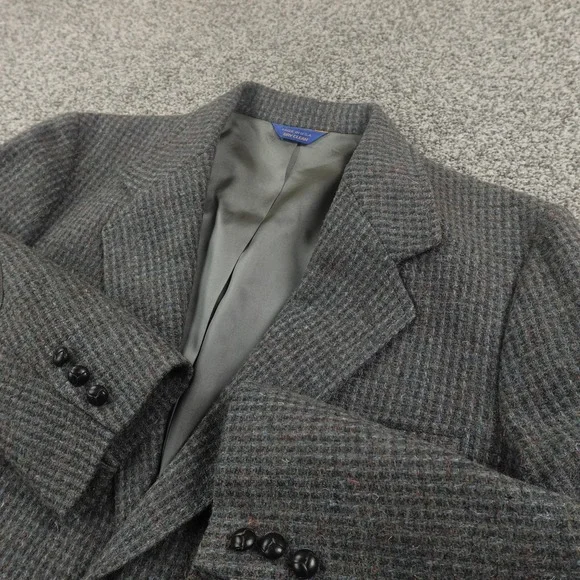 VTG Pendleton Blazer Mens 44 Gray Wool Tweed Elbow Patch Sport Coat Jacket‎ USA
