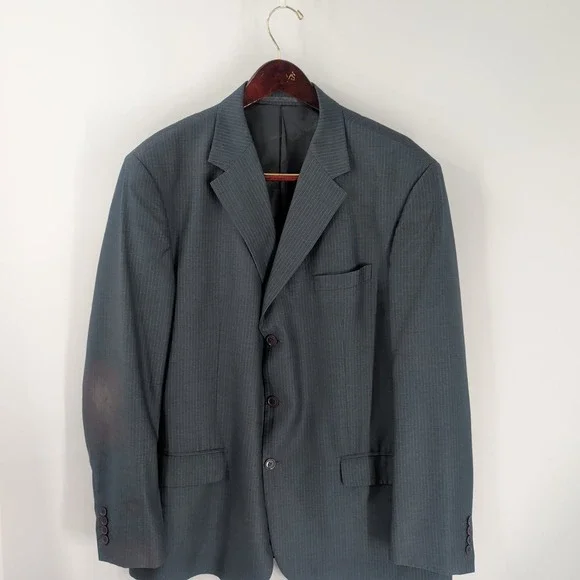 Vintage Giorgio Fiorelli Pine Striped 2-Piece Set Suit Jacket &‎ Pants Gray 46