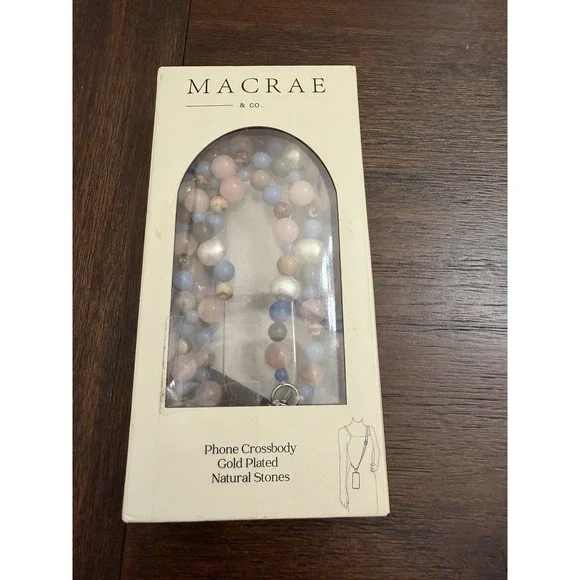 MACRAE & Co. Phone Crossbody Strap Natural Stone Beads Universal Fit