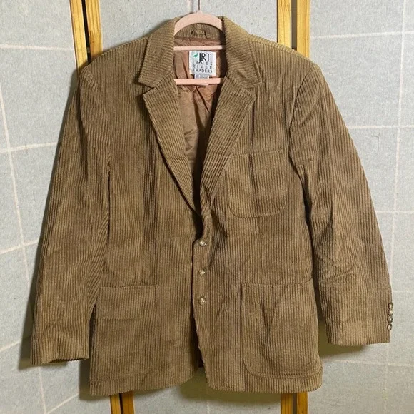 Vintage‎ James River Traders Mens Tan Corduroy 3-Button Blazer Sport Coat Size L