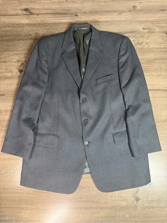 VTG Tom James Innocenti 100% Wool Men’s Three Button Sport Coat Blazer Grey 48L