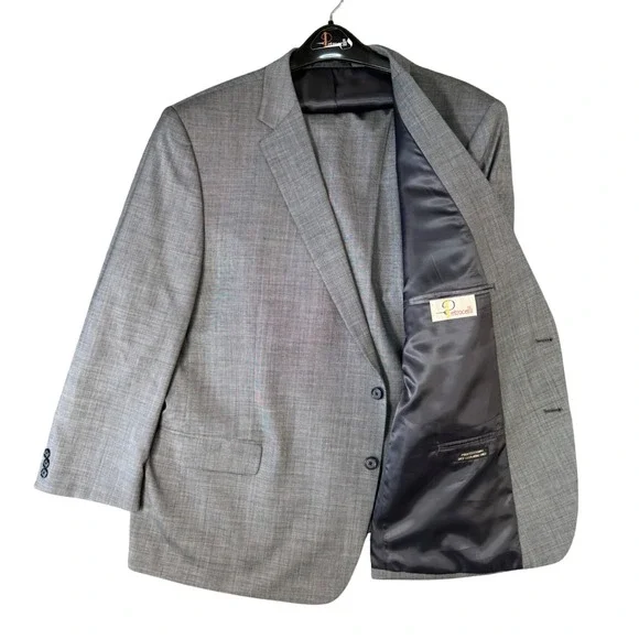 VTG Petrocelli Men 52S 2PC Gray‎ Wool Blend Suit Blazer Jacket Pants Classic Fit