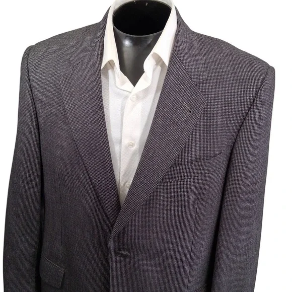 Murano Blazer 44R Gray Micro Check Italian Fabric Two Button Sport Coat Ventless