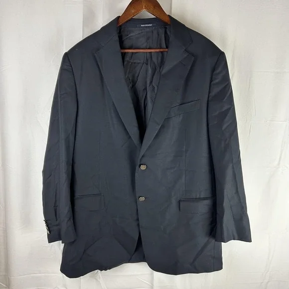 Ermenegildo Zegna Suit Jacket Mens 46 Blue‎ Solid Two Button Made In Switzerland