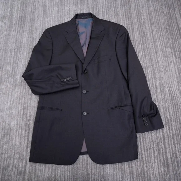 Hugo Boss Rossellini Movie U Blazer Mens 40R Navy Blue Virgin Wool 3 Button Suit