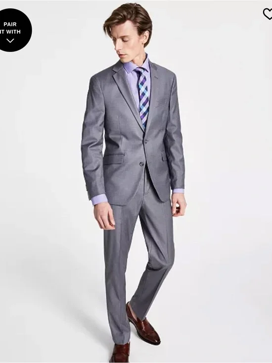 Gray Kenneth Cole Men's Gray Two-Piece Suit - Modern Fit