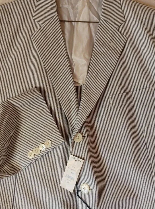 Brooks Brothers Suit Blazer/Jacket-346 Striped Three Button 100% Cotton Size 46