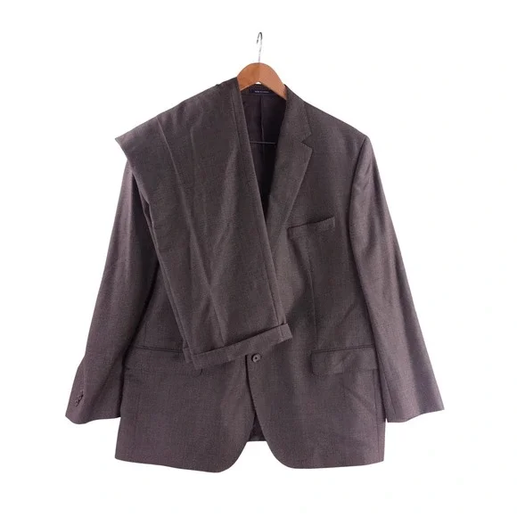 Loro Piana Super 130s Wool Suit Mens 50R 44 Brown 2 Piece DEAN CT Cremieux