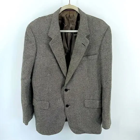 Vintage Harrod’s 100% cashmere houndstooth two button two vent sport coat blazer