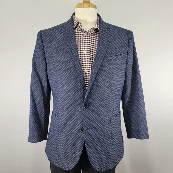 J.F Ferrar Men's Sport Coat‎ Blazer Two Button Blue Polyester Blend Size 42-44S