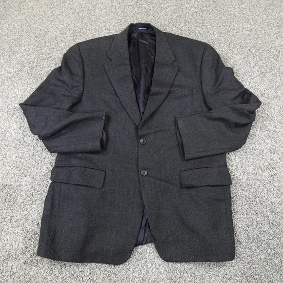 Ralph Lauren Chaps Jacket Mens 42 Gray Blue Button‎ Sport Coat LambsWool Blazer