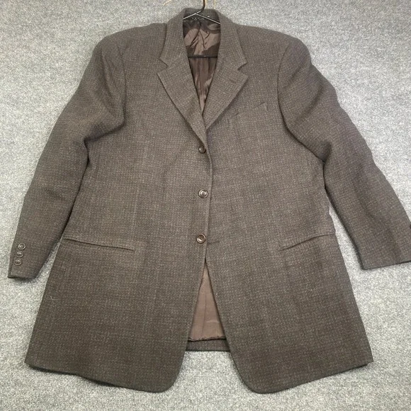 Armani Collezioni Mens Brown Wool Blend 3 Button Blazer Jacket Italy Size 46