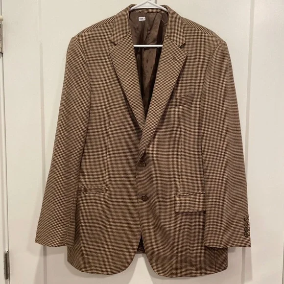 Samuelsohn Mens Houndstooth Sport Coat Blazer Brown Tan The Hound San Francisco