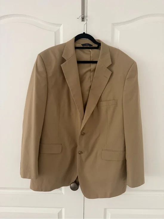 Brooks Brothers Men's Tan Blazer - Classic Single-Breasted Suit Jacket