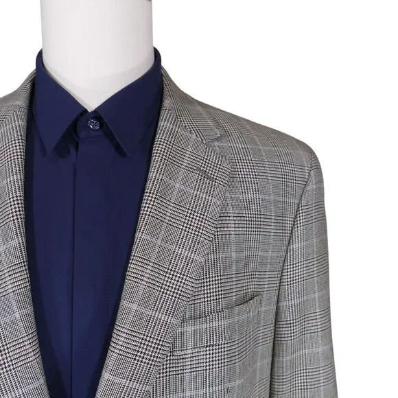 Lauren Ralph Lauren Sport Coat Blazer Mens 46R Gray Black Red Plaid Two Button