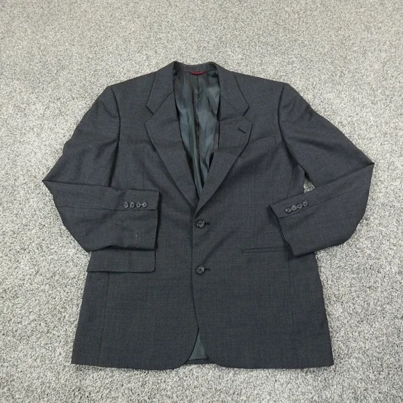 VINTAGE Hart Schaffner Marx Jacket Mens 40R Gray Button Blazer‎ Wool Sport Coat