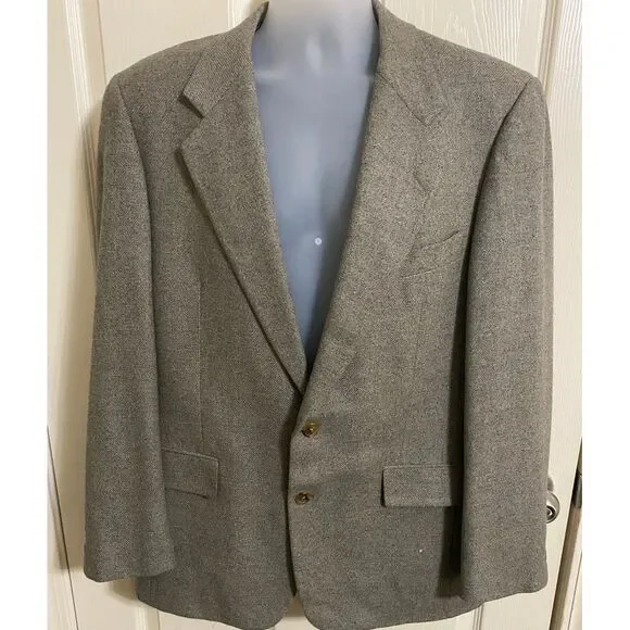 Men's Vtg Luxury Wool & Cashmere Gray Sport Coat Classic‎ 2 Button Sz 41 Regular