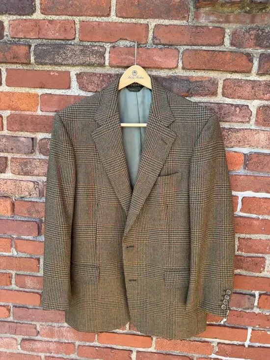 Southwick Men's 40T Brown Glen Plaid Wool Sport Coat Blazer