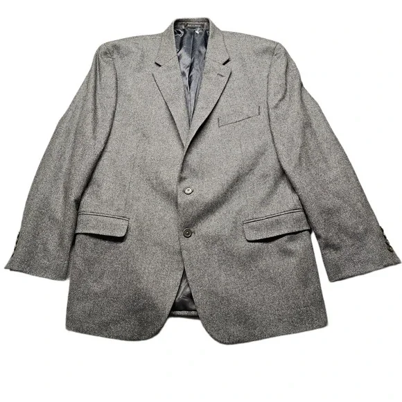 Lauren Ralph Lauren Blazer Jacket Mens 46R Gray Herringbone Vented Notch Lapel
