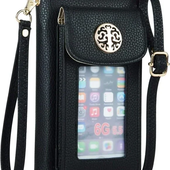 Small Crossbody Purse RFID Cell Phone Wallet Women Wristlet Black